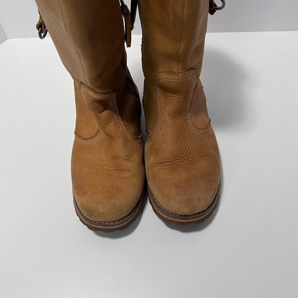 Timberland Girls US 2.5 EU 34.5 Leather Riding/Biker/Combat Boots Zipper Buckle - Picture 3 of 10